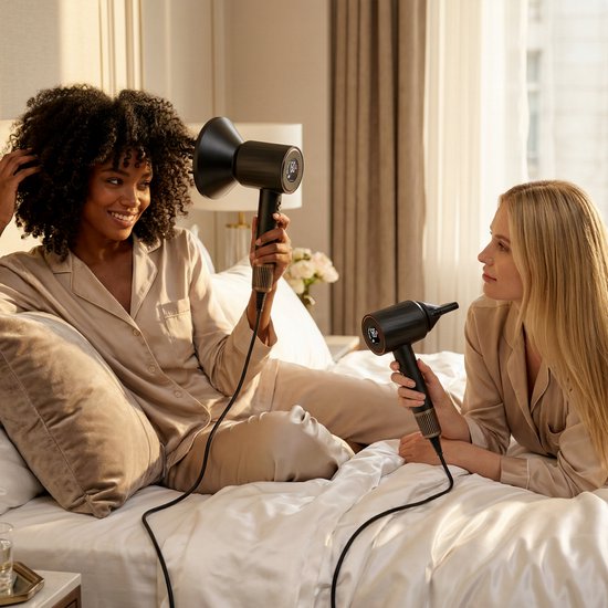 Wellshine Föhn met Diffuser - Ionische Haardroger voor Krullen & Stijl - Haarföhn - Reisföhn - Coolshot - 3 Standen - Föhn met Borstel - Incl. 4 Opzetstukken - Sèche Cheveux - Hairdryer - 1100W