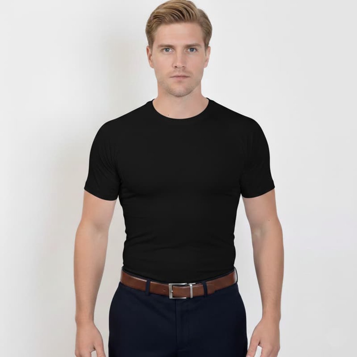 Anti Zweet Shirt Heren - Everstock - Zweetwerend Ondershirt - Zwart - Ronde hals - Maat M