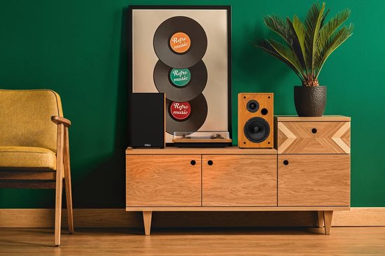 Hifi Luidsprekers - Boekenplank set - Muziek Luisteren - Diep Geluid - 22.5 x 18.5 x 30cm - Walnoot — afbeelding 5