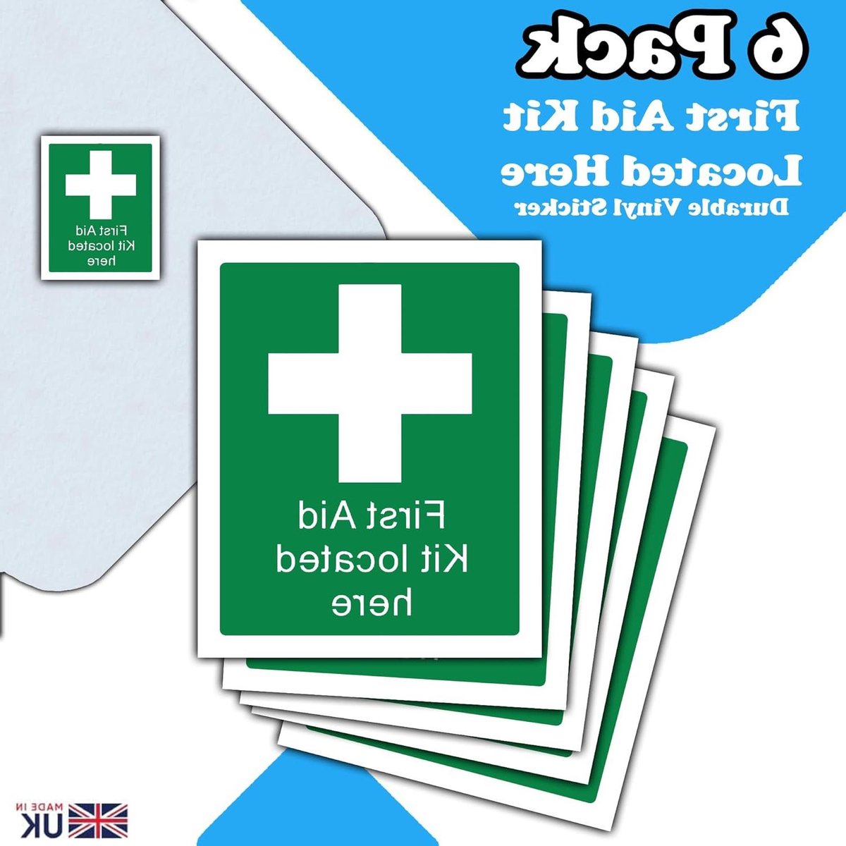 EHBO Kit Stickers - Noodhulp Borden - Veiligheid Markeren - Waterdicht Weerbestendig - 110 x 90 mm - Groen