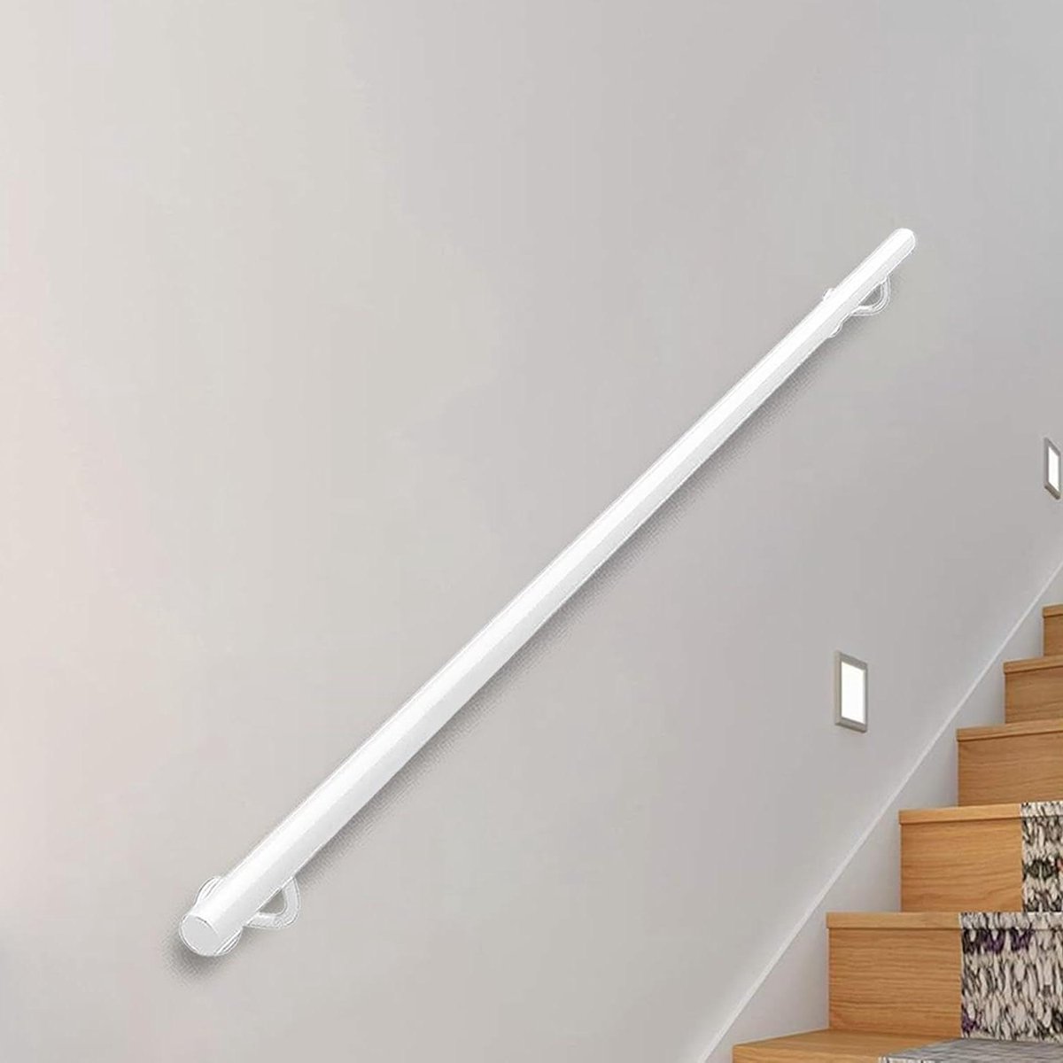 Trapleuningbeugels - Muursteun Leuning - Veiligheid Verhoging - Smeedijzeren Constructie - 30cm tot 600cm - Wit