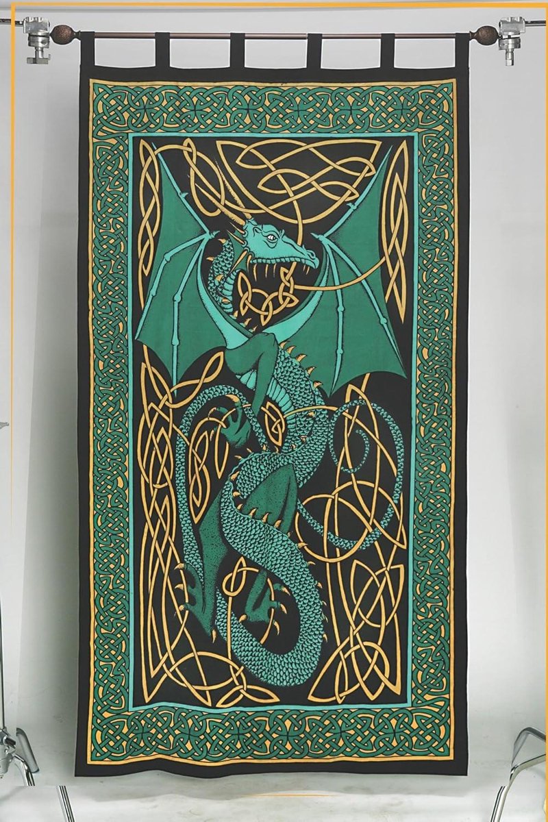 Draken Gordijn - Deurgordijn Woonkamer - Interieur Decoratie - Keltische Print - 111x224 c