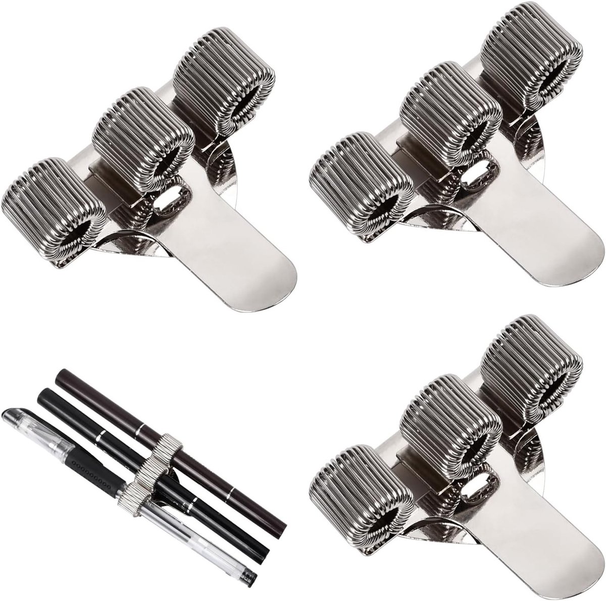Drie metalen penhouder clips met drie gaten en pocketclip voor dokters, verpleegkundigen en notitieboekjes