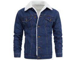 Nieuwe Winter Heren -Gevoerde Lange Mouwen Spijkerjas, Trendy Losse Casual Dikke Warme Voering