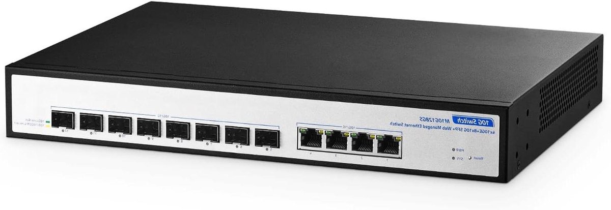 Netwerk Switch - Managed Switch - Hoge Snelheid Netwerk - 12 Poorten 10Gbps - 240 Gbps Bandbreedte - Zwart