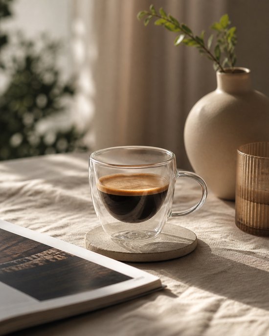 Verres à expresso à double paroi riches en verre - 80 ml - 2 pièces - Tasses à expresso - Tasses à expresso à double paroi - Verres à expresso - Tasses à expresso - Verres à double paroi