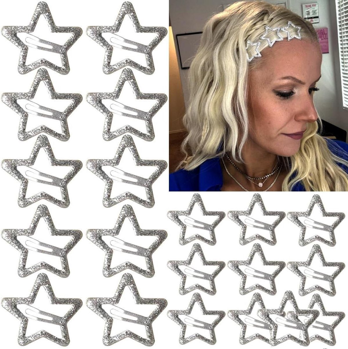 Ster Haarspeldjes - Haarclips Set - Dagelijkse Styling - Antislip Grip - 20 Stuks - Zilver