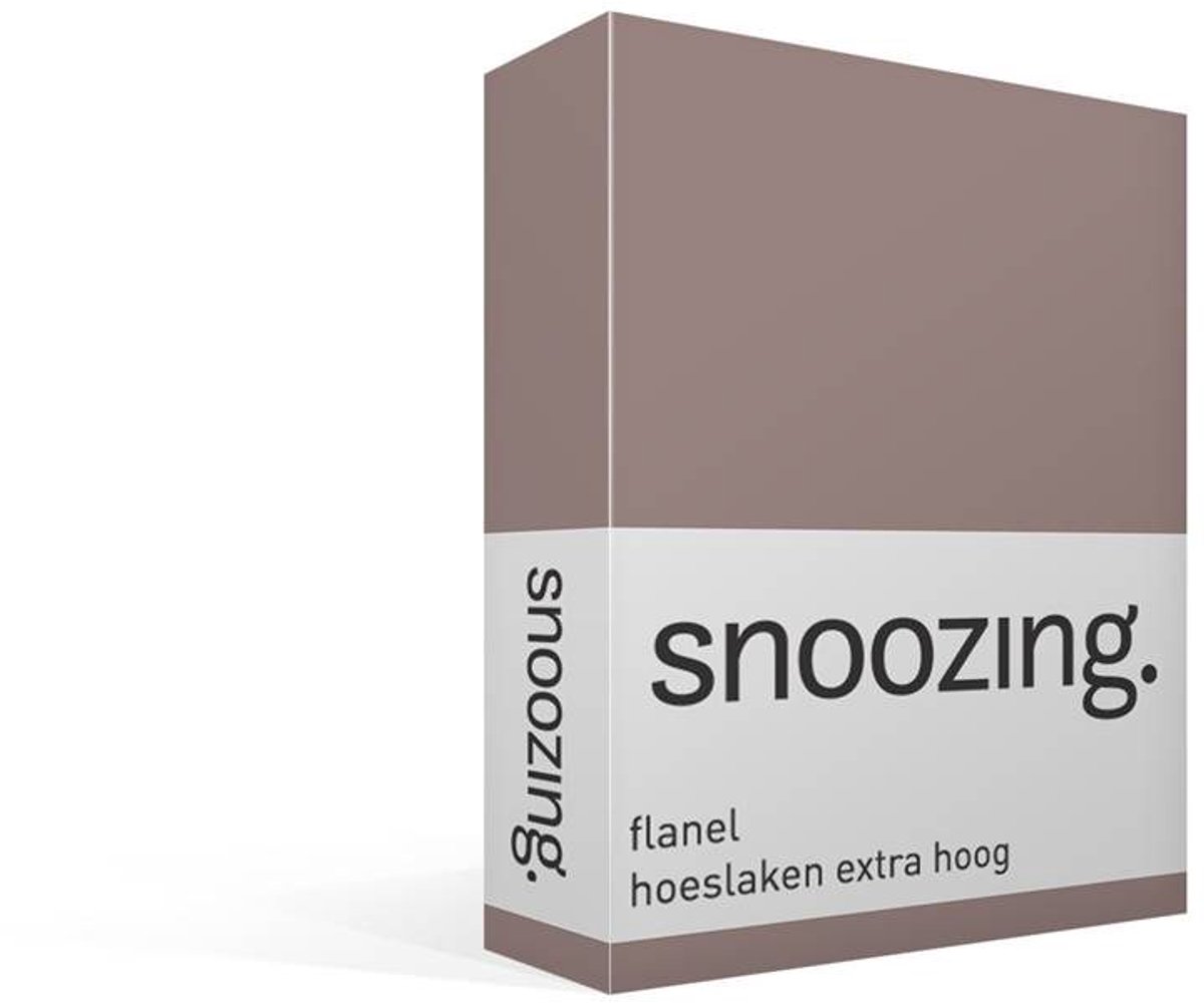 Snoozing Flanel - Extra Hoog - Hoeslaken - Lits-jumeaux - 160x210/220 cm - Taupe