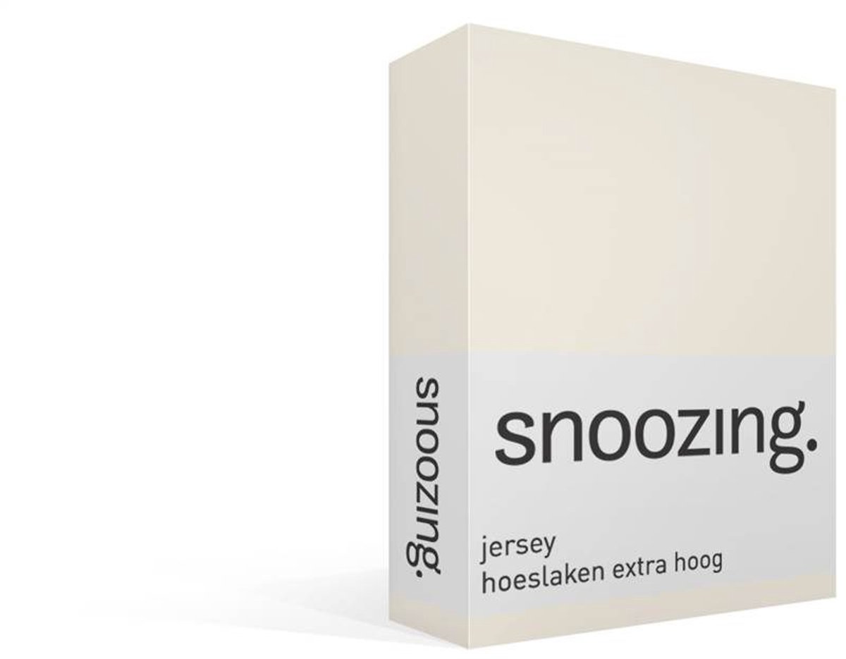 Snoozing Jersey - Hoeslaken Extra Hoog - 100% gebreide katoen - 90x210/220 cm - Ivoor