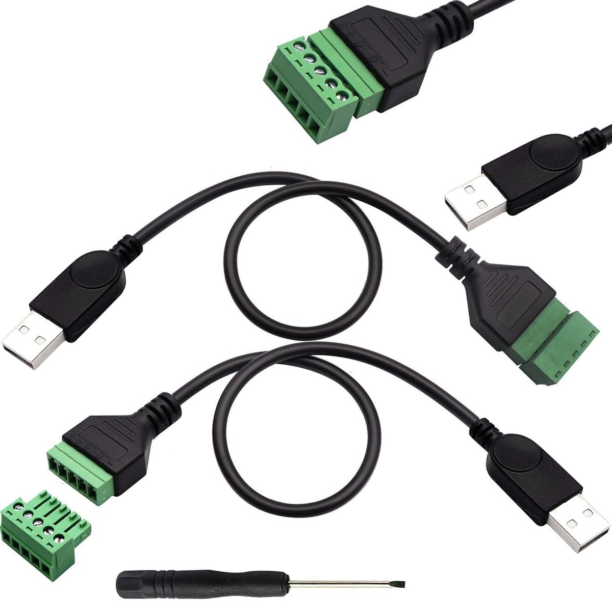 RUNCCI-YUN USB A naar 5-Pin Terminal Block Kabel - 2 Stuks, 30cm, Solderen Vrij