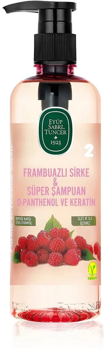 Eyüp Sabri Tuncer Framboosazijn & Super Shampoo – Haarverzorging – Zonder SLES – Met Keratine & D-Panthenol – Voor Alle Haartypes