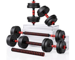 Prestara 3-in-1 Halterset 10KG – 2x 5KG Verstelbare Dumbbells & Barbell Set – Thuisfitness – Inclusief 40CM Connector