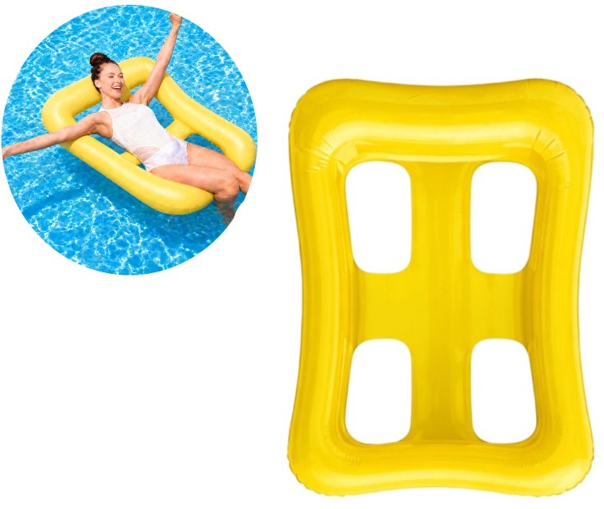 Goodz4All Luchtbed Zwembad 120x90 cm Waterhangmat Volwassenen Drijfstoel - Opblaasbaar - Geel