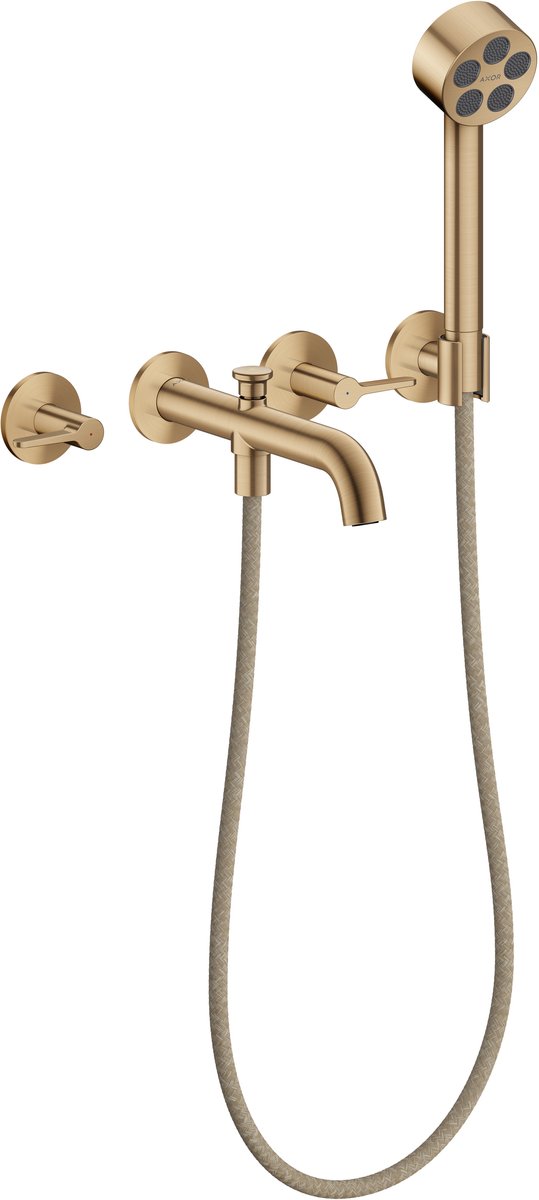 hansgrohe AXOR One 3-gats inbouw kranen voor badkuipen voor wandmontage, met hendelgrepen en handdouche, 48444140