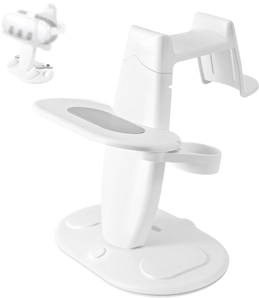 VR-Standaard voor Meta Quest 2, 3 & 3S - Wit - Gaming Headset Organiser en Oplaadstation