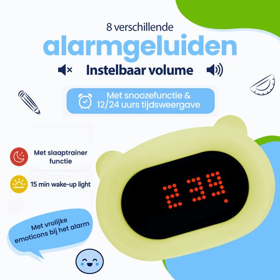 Kadoing® Beer Kinderwekker - met Gezichtsuitdrukkingen en Tikfunctie - Wake Up Light Voor Kinderen - Slaaptrainer - Slaapwekker - Nachtlamp - Speelgoed Wekker Digitaal van Kadoing — afbeelding 5