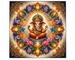 Altaarkleed Ganesha - Tarotkleed - Waarzeggerij - Pendelkleed - Altaardoek - Esoterie - Tafelkleed - 75 x 75cm.
