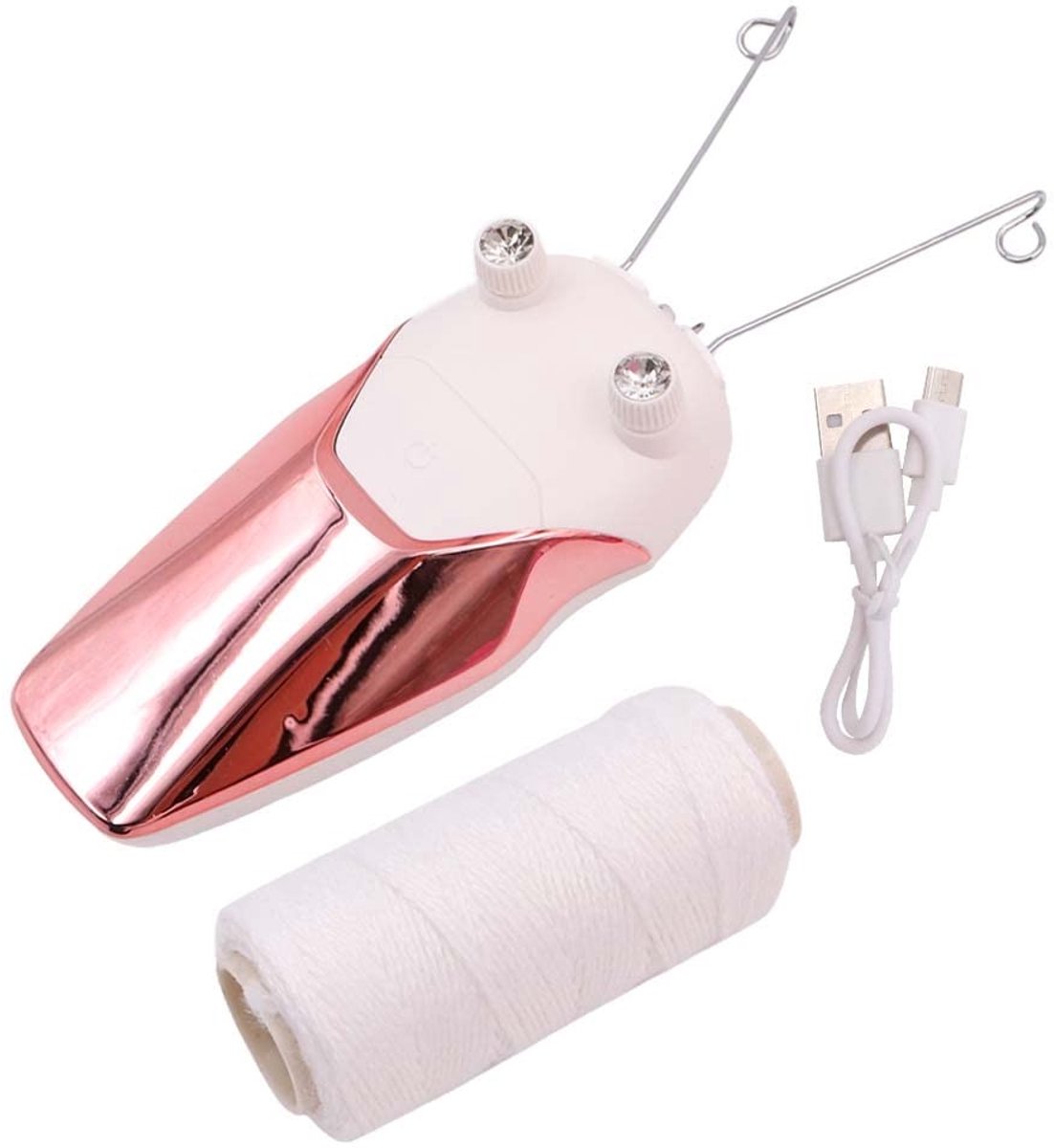 aladdien - Draagbare USB Charge Safe Threader Hair Remover - Elektrische Draad-Epilator - Roze - Veilig en effectief ontharen - Geschikt voor vrouwe..