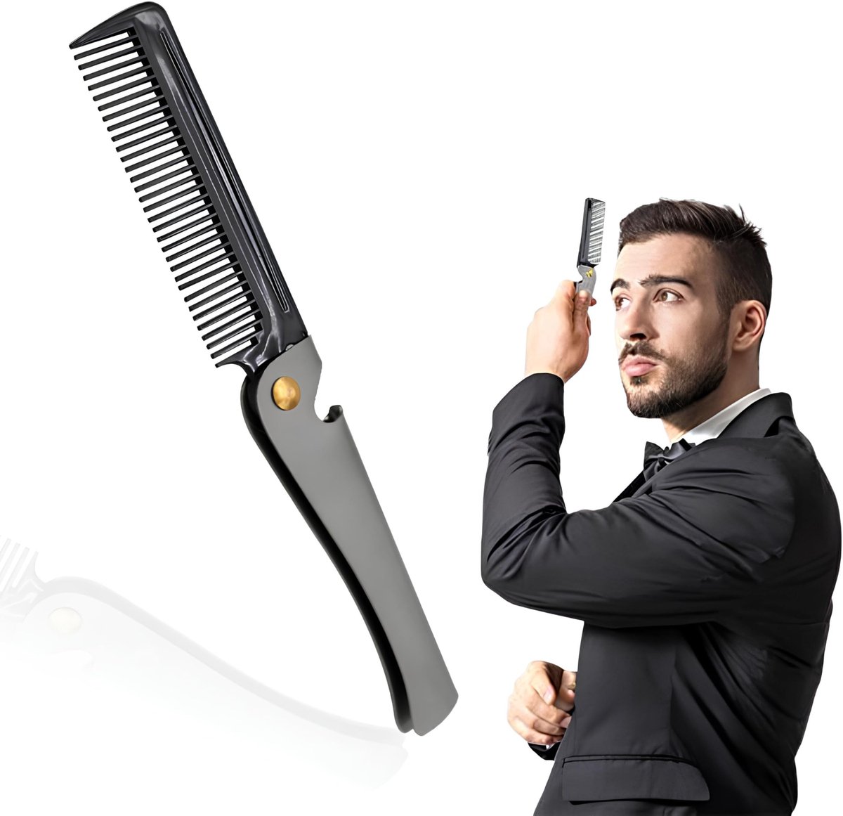 Vouwbare Baardkam van RVS - Ideaal voor Thuis en Reizen - Mustache Styling Kam
