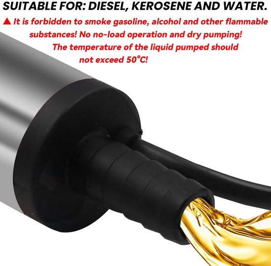 VT Goods - Dieselpomp - Elektrische brandstofoverdrachtspomp - Zilver - Oliepomp - Dompelpomp voor auto, caravan, boot van Merkloos — afbeelding 2