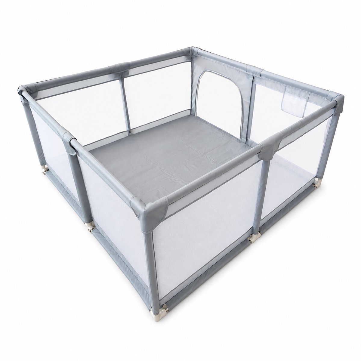 Eurocatch Play Pen L - Babybox 120x120cm - Inklapbaar - Speelbox met Ademend Gaas - Veilig en Stevig - Inclusief Draagtas - Grijs