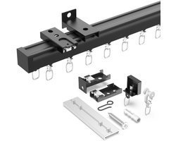 ONF3 - Flexibele plafondgordijnrail - Zware gordijnrails - Eenvoudig te installeren - Zwart - Plafond- en wandmontage - Geschikt voor elk interi...