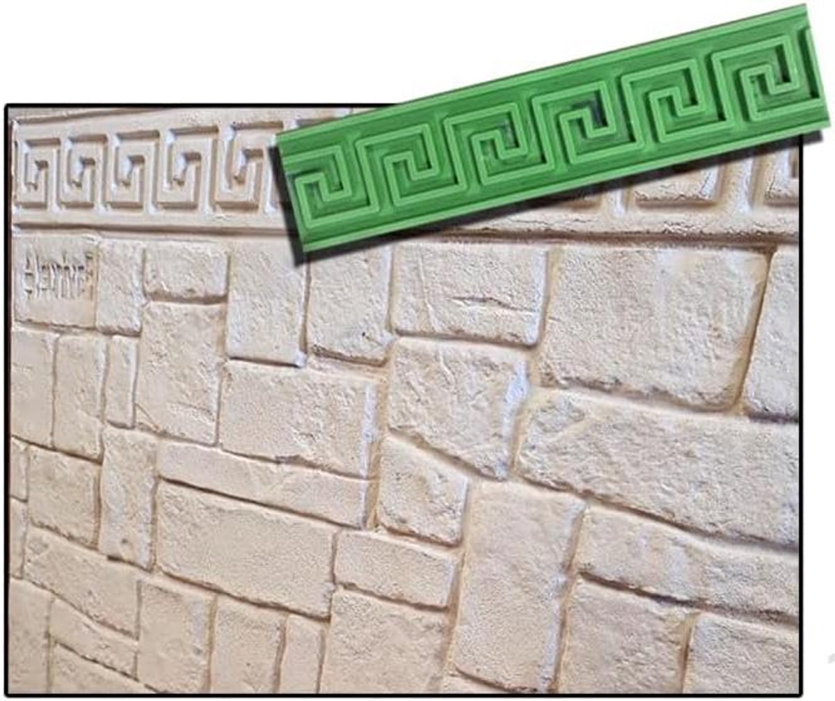 Betonvorm Rand - Griekse Romeinse textuur - Terras Aanleggen - Flexibele mal - 52 x 115 cm - Grijs