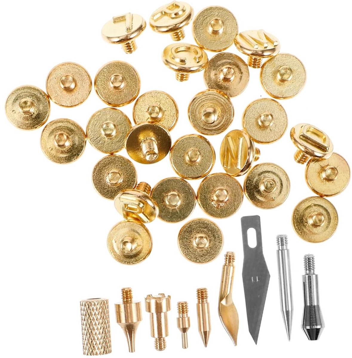 Brandpen Set - Houtbrandgereedschap Alfabet - Ambachten Maken - Volledig Alfabet - 114 Gram - Goud