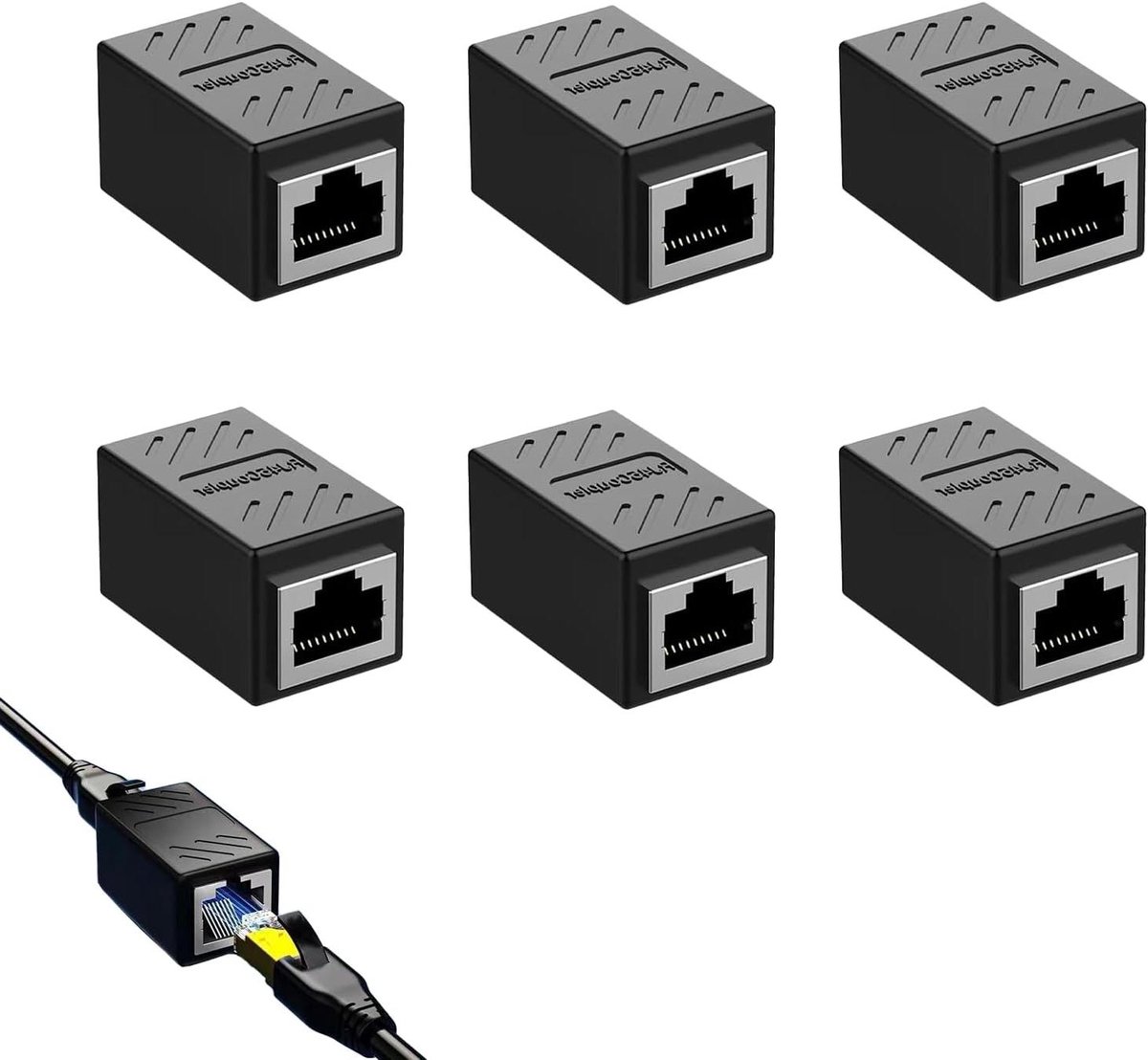 RJ45 Connectoren - Ethernet Koppeling - Netwerk Uitbreiden - Hoge Snelheid Data - 6 Stuks - Zilver