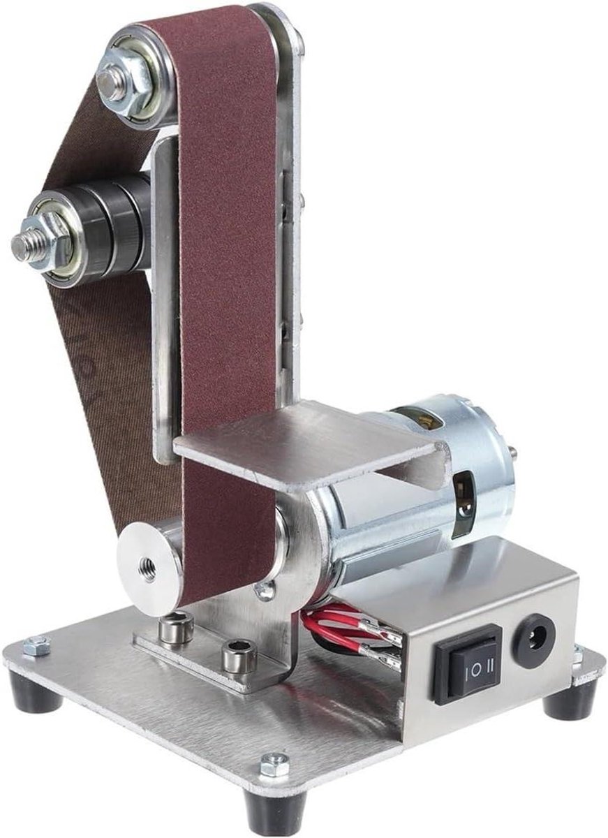 Sieraden polijstmachine - Mini schuurmachine - Metaalbewerking - 7-snelhedenregeling - 30x330 mm banden - Zilver