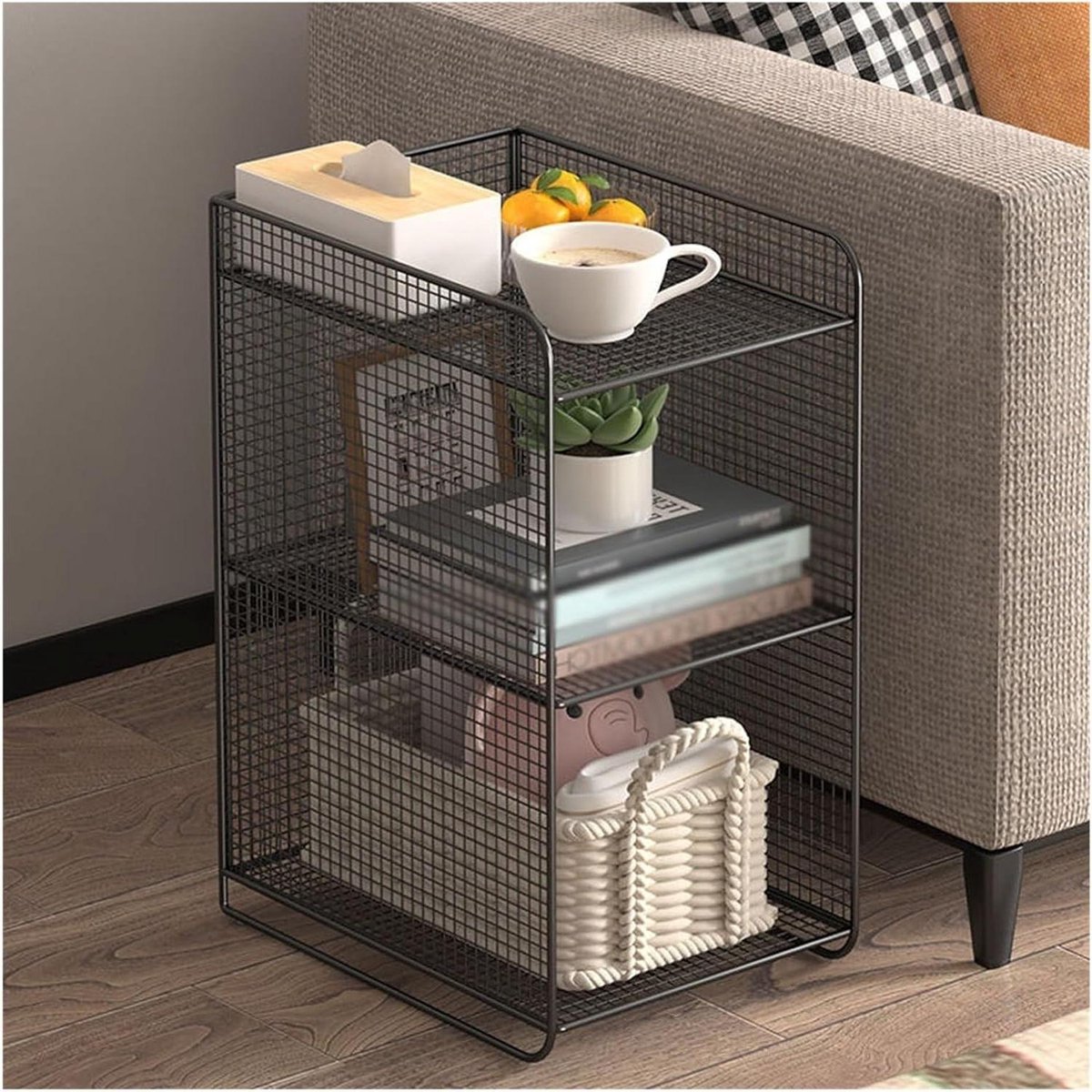 Nachtkastje - Bijzettafel - Opbergen Slaapkamer - Afgeronde hoeken - 30x35x50cm - Zwart