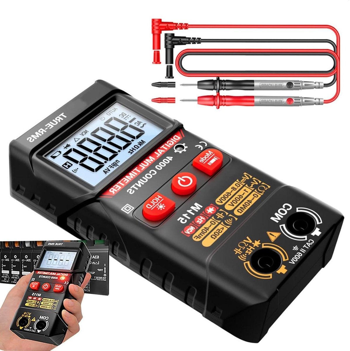 Digitale Multimeter - Spanningstester - Elektrische Metingen - Automatische Bereik - 4000 Tellingen - Zwart
