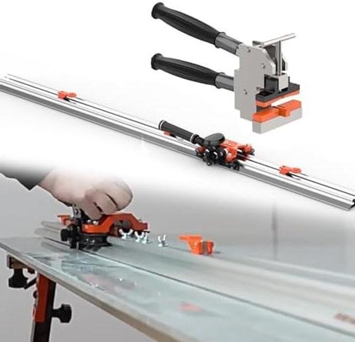 Tegelsnijder Grootformaat - Precisie snijmachine - Stabiel Tegels Snijden - Met Zuignappen - Tot 3.8 Meter - Aluminium