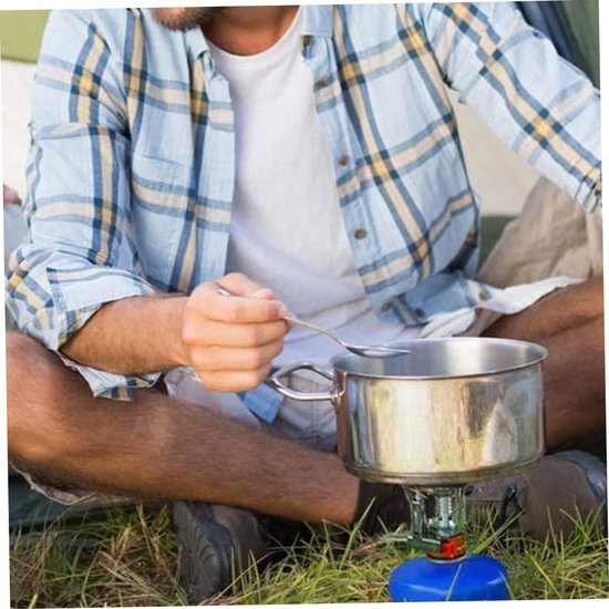Camping Gasbrander - Mini fornuis - Buiten koken - Ingebouwde piëzo ontsteker - 9.5 x 7.5 cm - Zilver van Camping — afbeelding 5