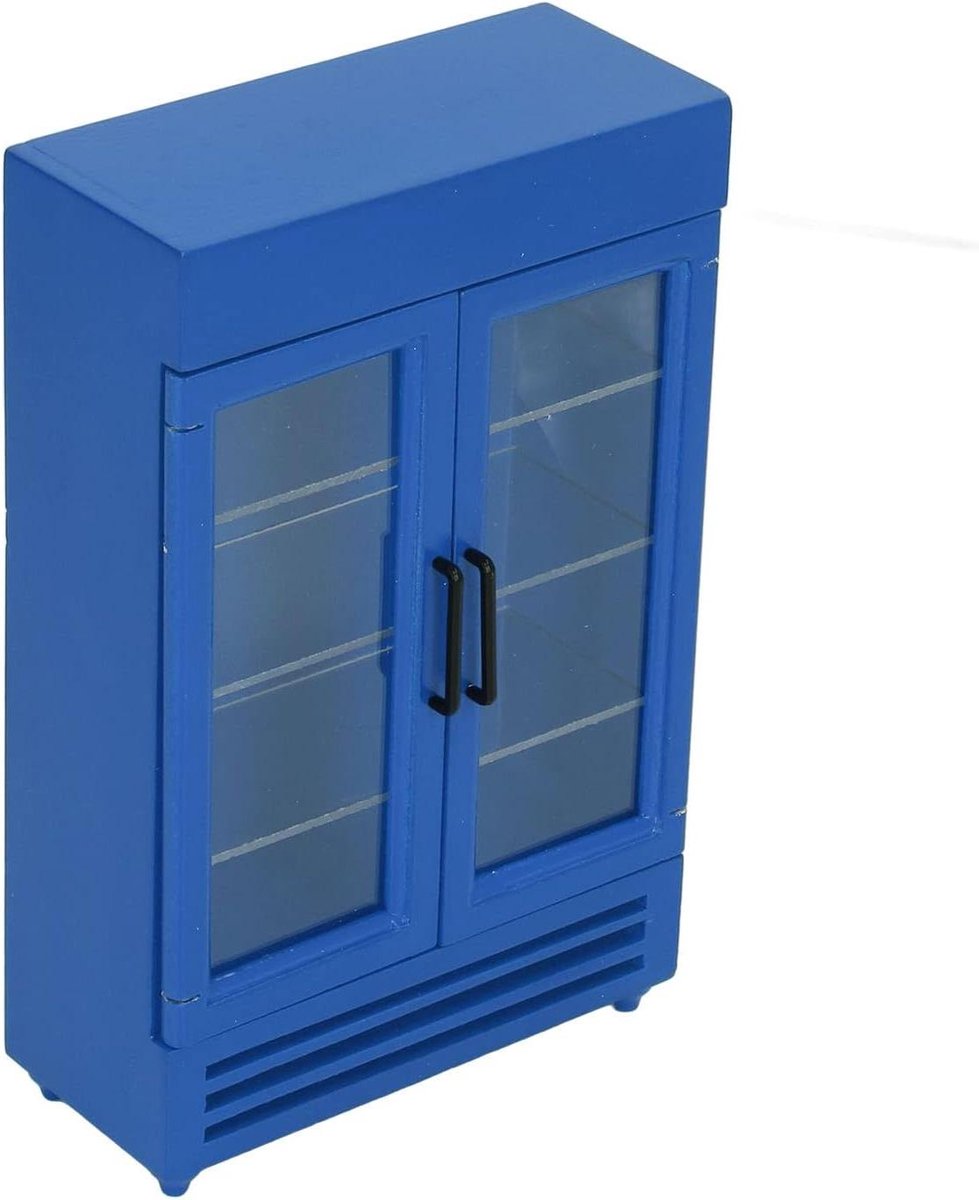 Poppenhuis Koelkast - Miniatuur Meubel - Poppenhuis Decoratie - Draagbaar en Exquisiet - 19 x 12 x 6 cm - Blauw