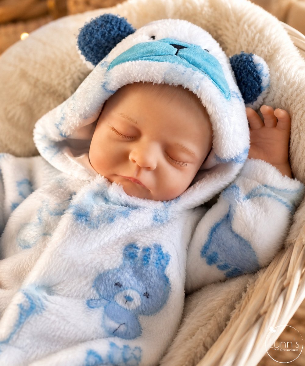 Reborn Baby Pop 'Nick' - 50 cm - Soft vinyl - Met beer outfit en accessoires - In geschenkdoos — afbeelding 10