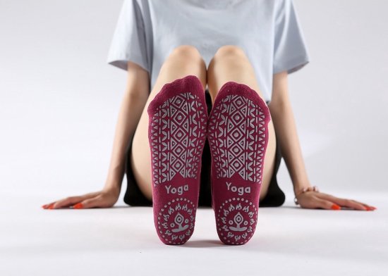 Yogasokken - Sportsokken - Anti slip sokken - Pilates - Teensokken - Gripsokken - Antislip - Fitness socks - Tegen uitglijden - Maat 36-40 - Rood - Jonyx — afbeelding 4