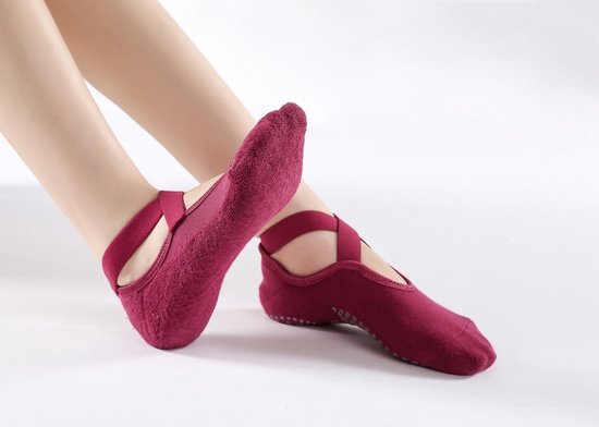 Yogasokken - Sportsokken - Anti slip sokken - Pilates - Teensokken - Gripsokken - Antislip - Fitness socks - Tegen uitglijden - Maat 36-40 - Rood - Jonyx — afbeelding 2