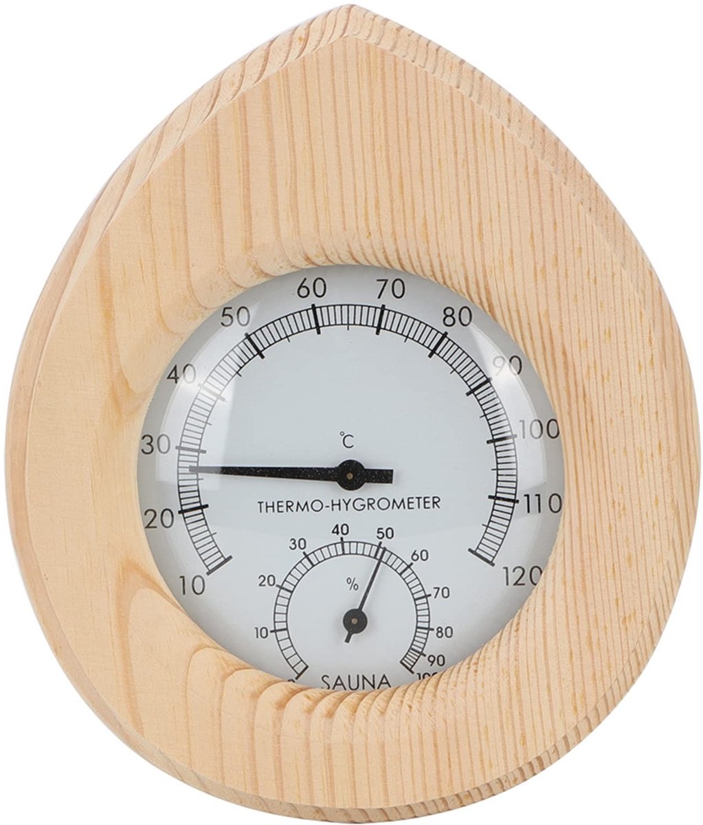 Sauna Thermo-Hygrometer van Hout - 2 in 1 Temperatuur- en Vochtmeter voor Stoom- en Sauna Ruimtes