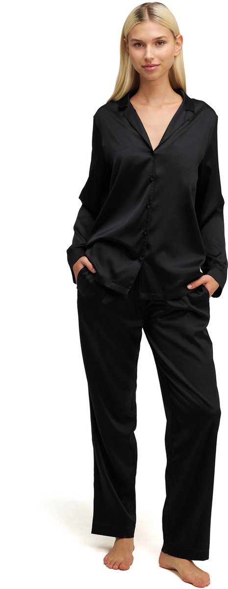 Dore & Rose - Premium Zijden Pyjama Dames - 100% Premium Zijden - Lichtgewicht - Extreem Zacht - Zwart - S
