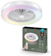 Varin® Plafondventilator met verlichting - Wit - Tuya Wifi - LED 30W RGBW - Ø 50cm - Super stil - Afstandsbediening - Smart lamp - Plafondlamp - Plafonniere - Plafondlampen - Plafond lamp - Verlichting kinderkamer slaapkamer woonkamer - Ventilator