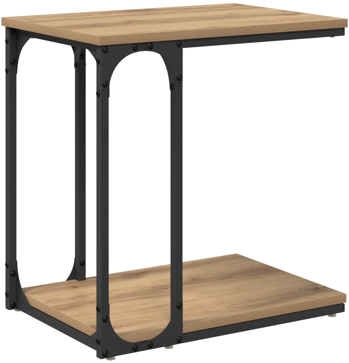 vidaXL Bijzettafel - Artisan - Eiken - 50 - x - 35 - x - 52 - cm - Bewerkt - hout Artisan eiken