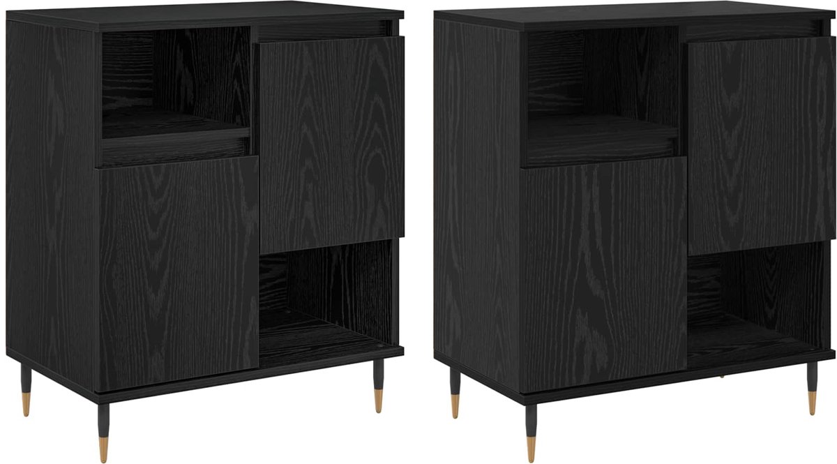 vidaXL - Dressoirs - 2 - st - Zwart - eiken