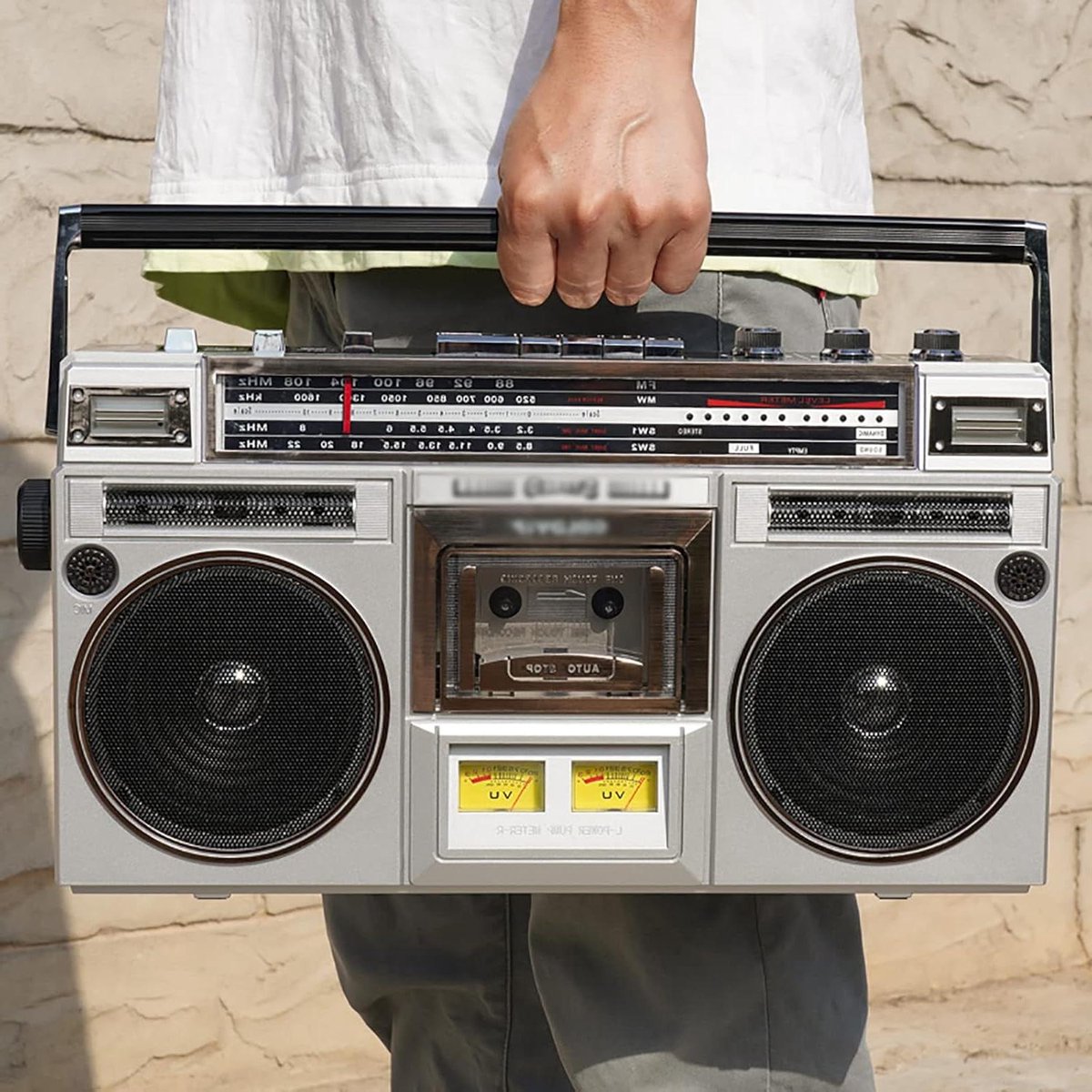 Retro Cassette Speler - Draagbare Radio - Muziek Luisteren - Tapes naar MP3 - Dubbele 5-inch - Zwart