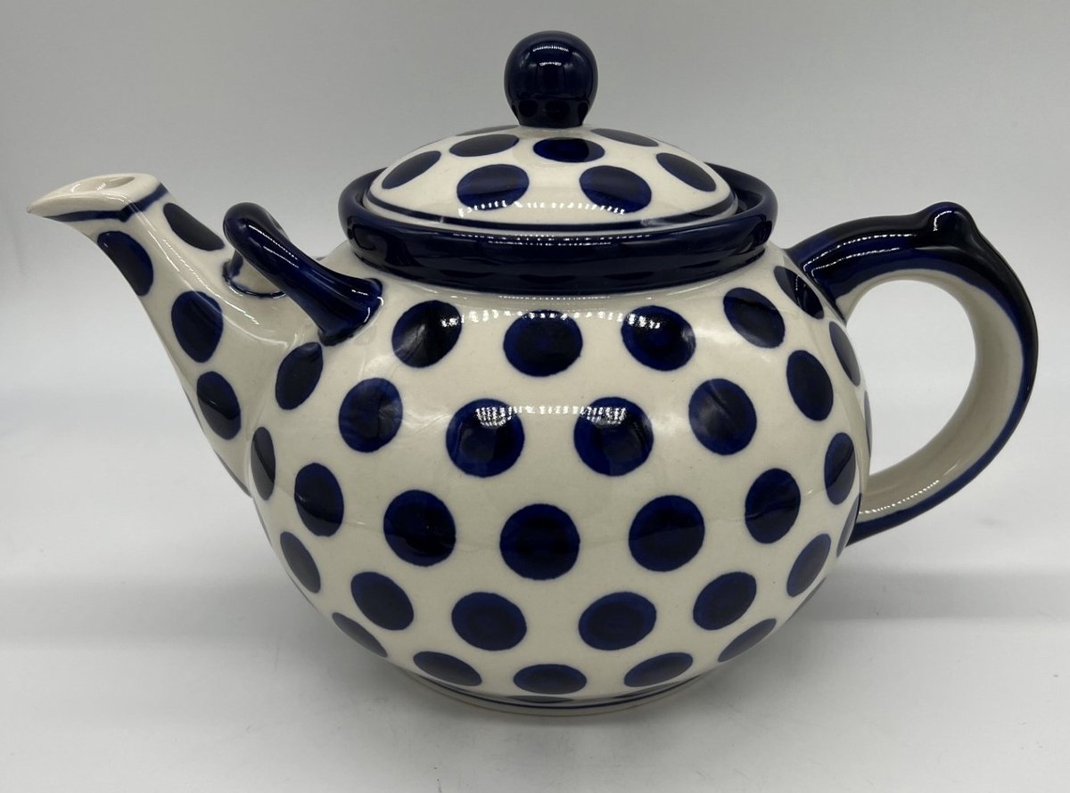 Bunzlau keramiek theepot 3 liter blauwe bollen