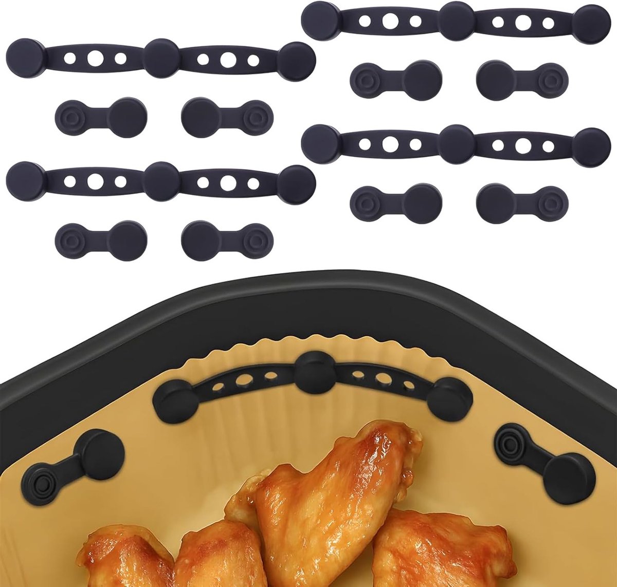 Siliconen Klem voor Airfryer Magneten, Ideaal voor Bakpapier en Voedselbescherming, Voorkomt Afval en Houdt Bakpapier Op Zijn Plaats