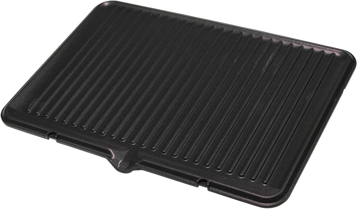 Grillplaat - Contactgrill plaat - Gerechten bereiden - Roestvrij staal - Rechthoekig - Zwart