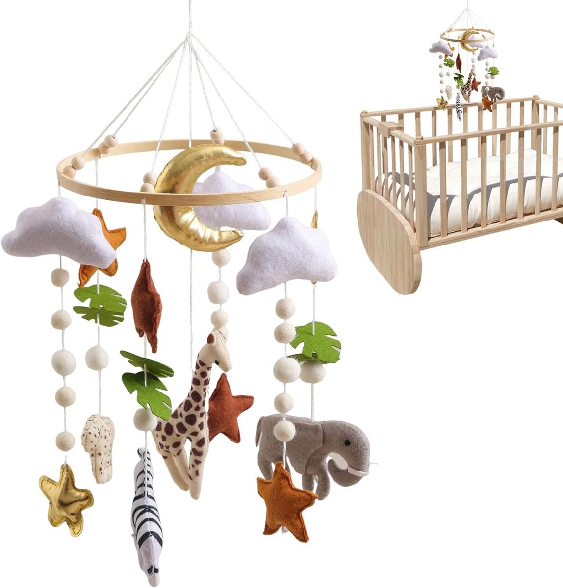 Muziek Mobiel - Babykamer Decoratie - Ontspannen Slapen - Handgemaakt Vilt - 44 cm - Meerkleurig
