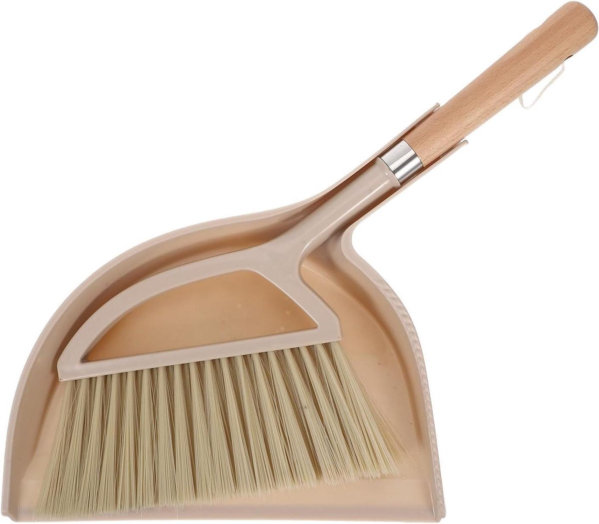 Bezem en Stoffer - Mini schoonmaakset - Kruimels opruimen - Comfortabel houten handvat - 30 cm - Beige
