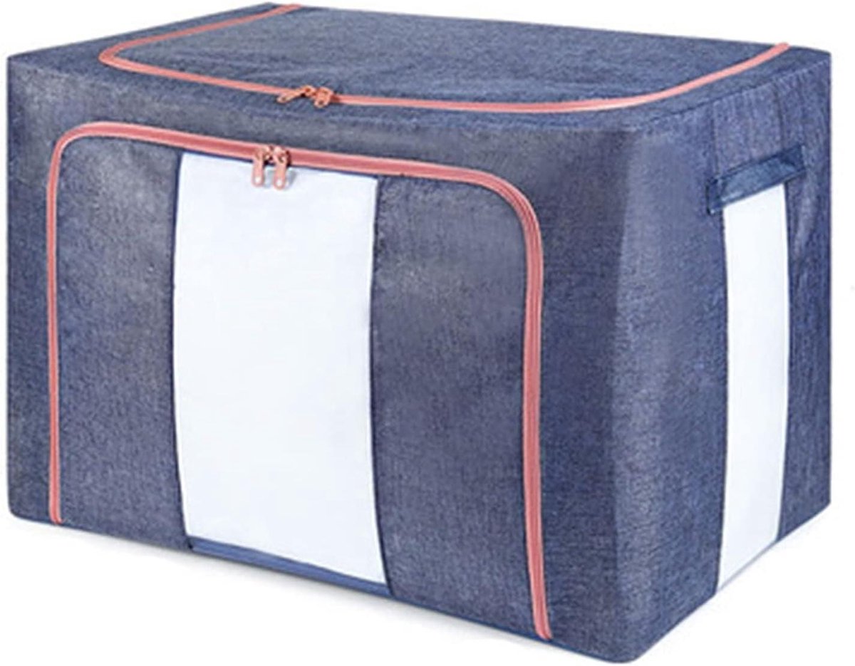 Stoffen Opbergdoos - Dekbed Opberger - Kleding Opbergen - Stevige Rits - 50 x 40 x 33 cm - Blauw